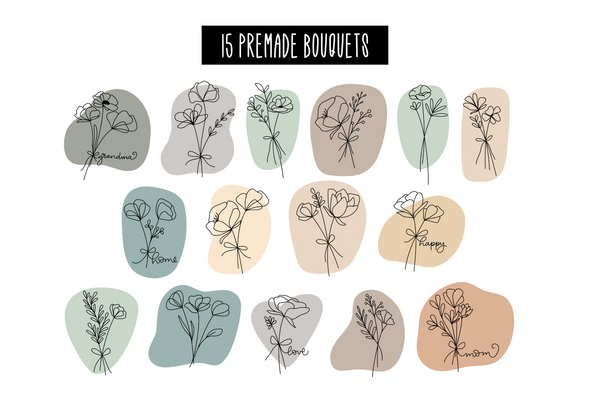 Floral Stem SVG Bundle | Great for Home Decor and Gifts