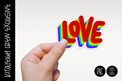 Love Rainbow Sticker Design