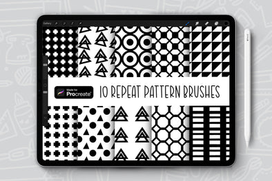 10 Geometric Pattern Pattern Procreate Brush Bundle