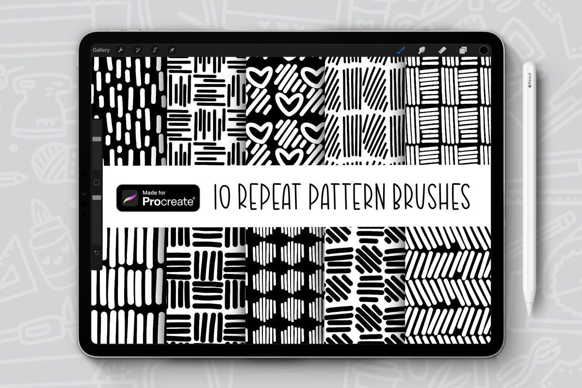 10 Organic Lines Repeat Pattern Procreate Brush Bundle – Kitaleigh LLC