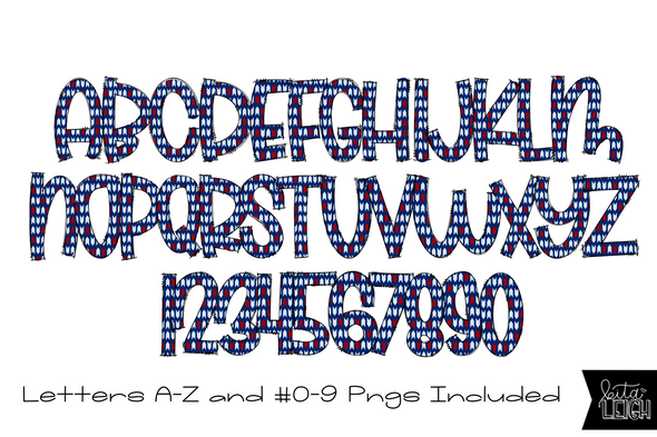 Red White and Blue Arrow Alphabet for Sublimation/Print