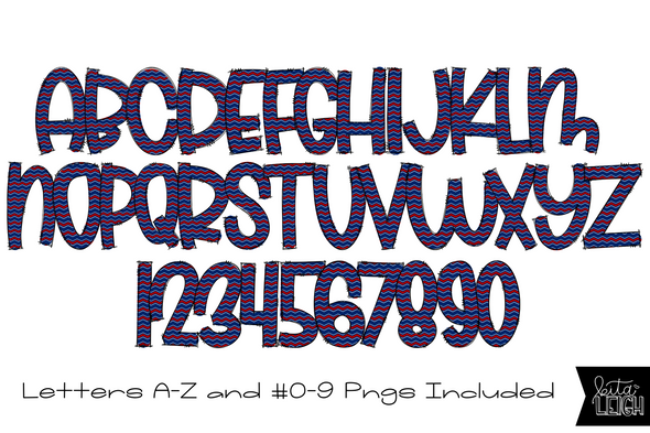 Red White and Blue Chevron Alphabet for Sublimation/Print