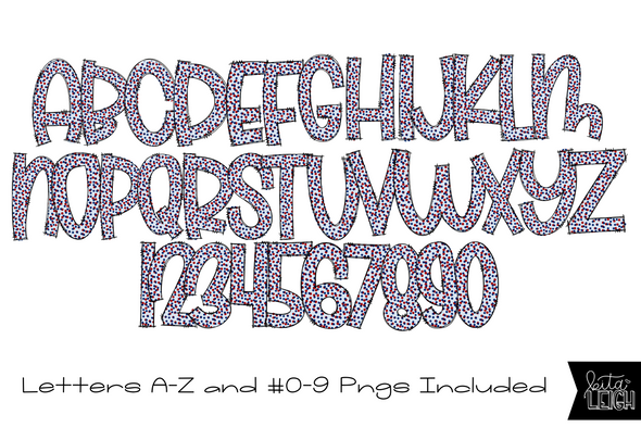 Red White and Blue Dots Alphabet for Sublimation/Print