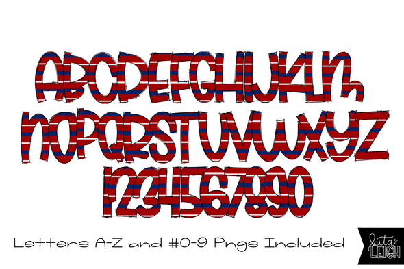 Red White and Blue Stripes Alphabet for Sublimation/Print
