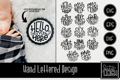 Hand Lettered Baby Monthly Rounds with Interchangeable Laser Sign SVG