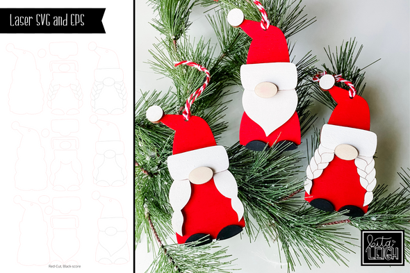 Laser Gnome Bundle Christmas Ornament