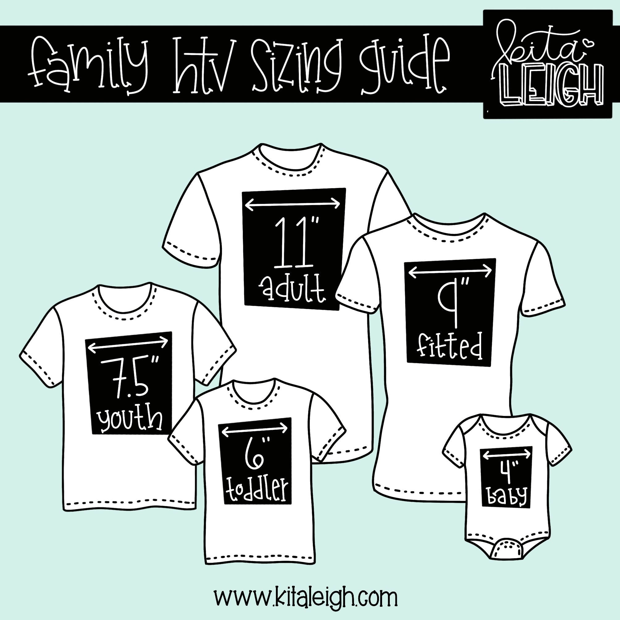 Family HTV (Heat Transfer Vinyl) Sizing Guide