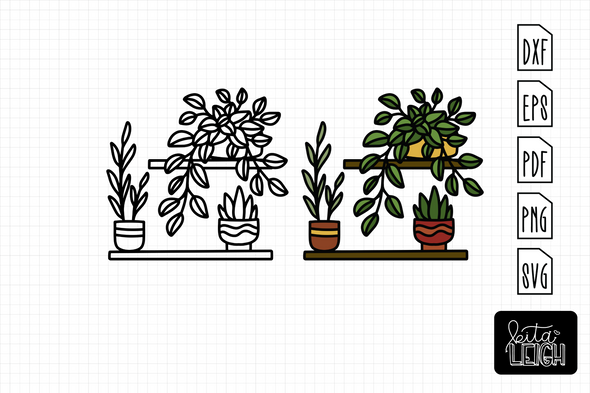 House Plants on a Shelf | Cut File