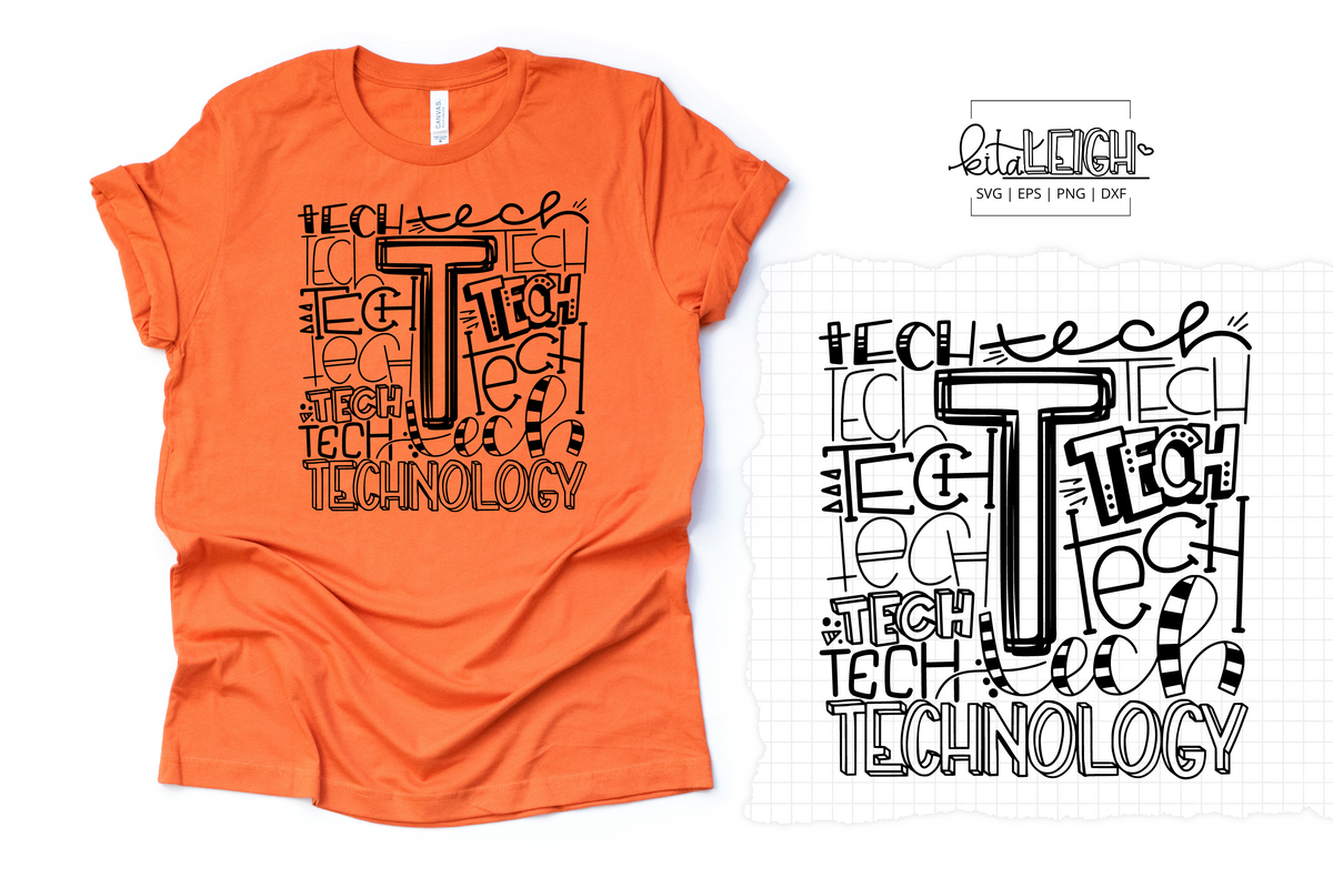 Tech 3 Typography Tech Technology Typography SVG – Kitaleigh LLC