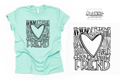 Friend Heart Typography SVG