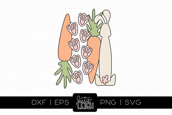 Easter Bunny with Carrot and Paws | Cut File