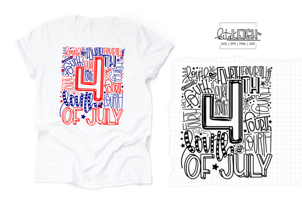 4th Fourth of July Typography SVG