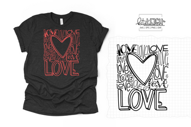 Love Heart Typography SVG