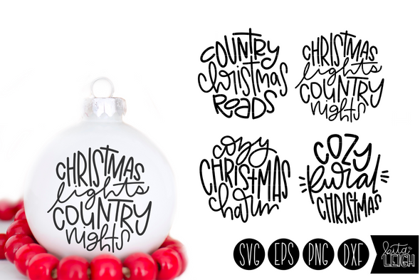 Country Christmas Hand Lettered Rounds