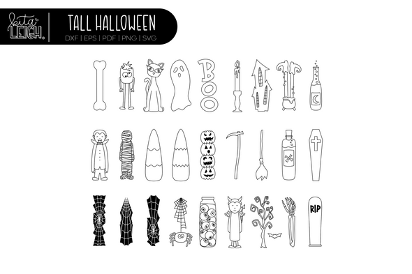Halloween Tall Elements Bundle with 9 Premade Scenes