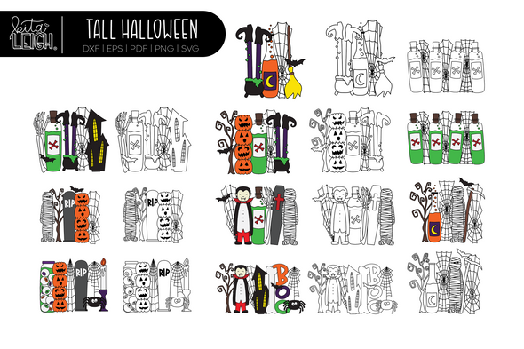 Halloween Tall Elements Bundle with 9 Premade Scenes