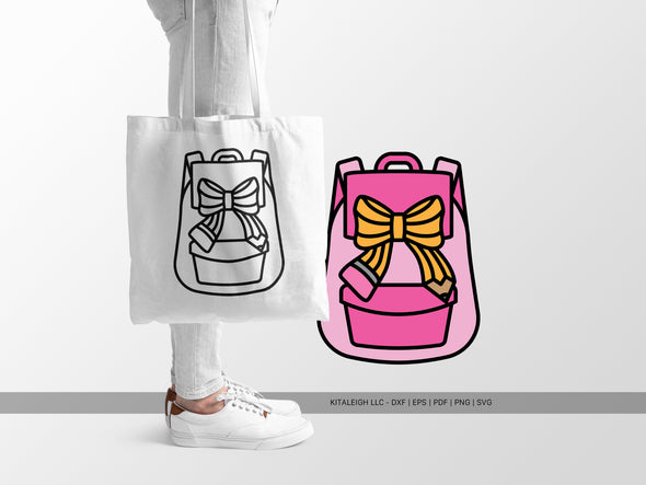 Backpack with Pencil Bow SVG | Cute School Supplies SVG