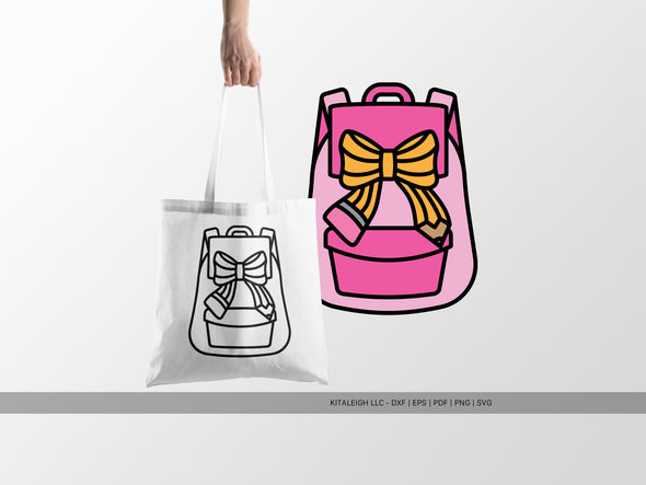 Backpack with Pencil Bow SVG | Cute School Supplies SVG