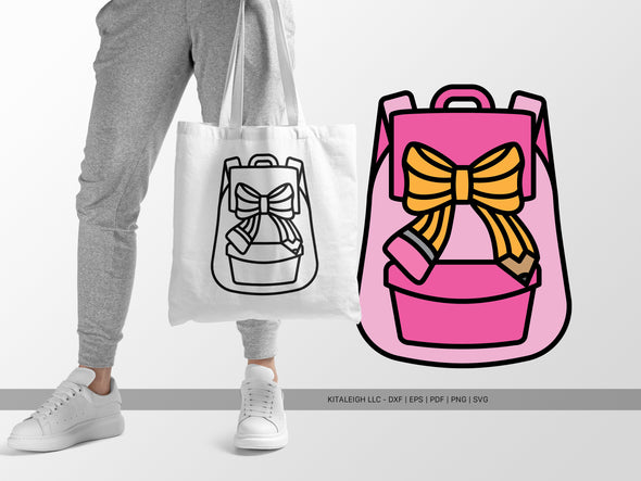 Backpack with Pencil Bow SVG | Cute School Supplies SVG