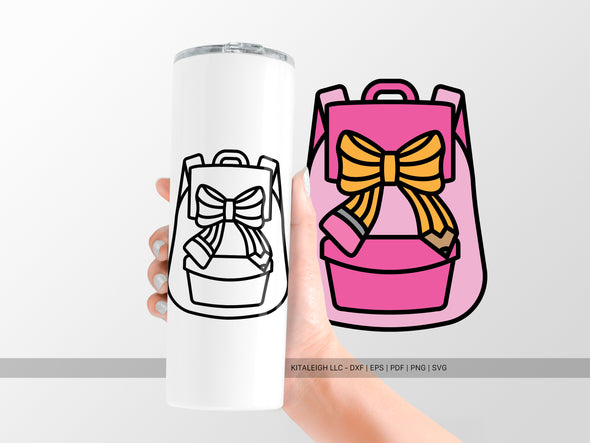 Backpack with Pencil Bow SVG | Cute School Supplies SVG