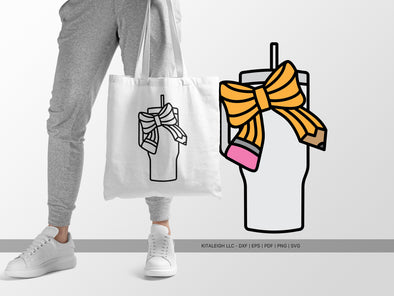 Tumbler with Pencil Bow SVG | Teacher Gift & School Craft Design
