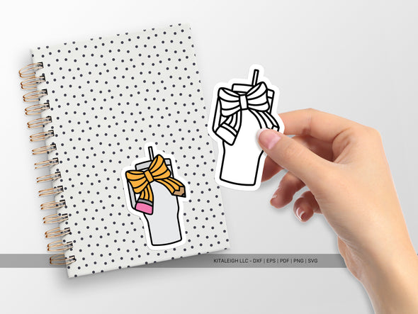 Tumbler with Pencil Bow SVG | Teacher Gift & School Craft Design