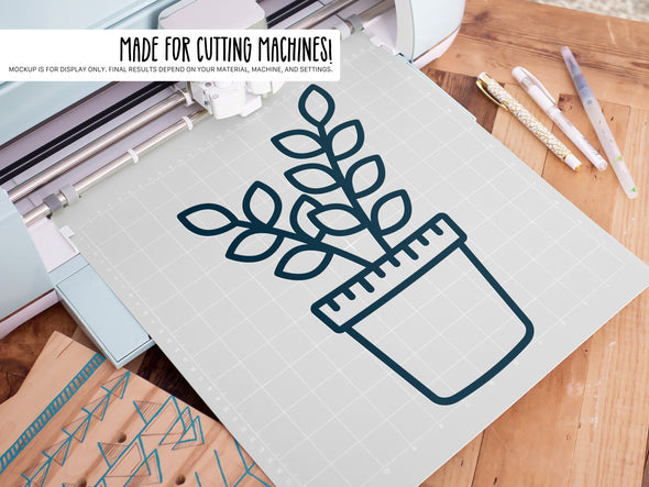 Ruler Pot with Plant SVG | Cute School & Teacher Craft Design