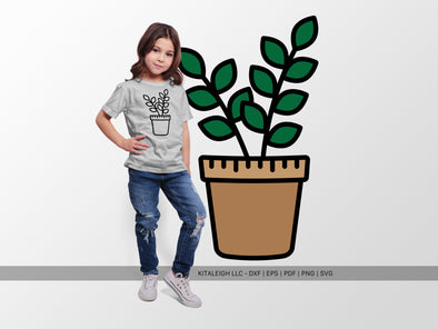 Ruler Pot with Plant SVG | Cute School & Teacher Craft Design