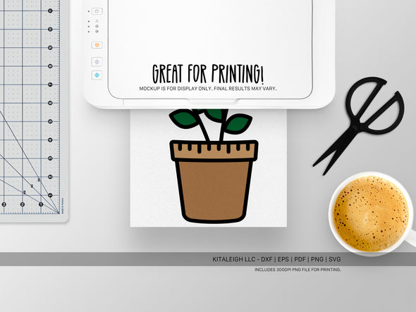 Ruler Pot with Plant SVG | Cute School & Teacher Craft Design