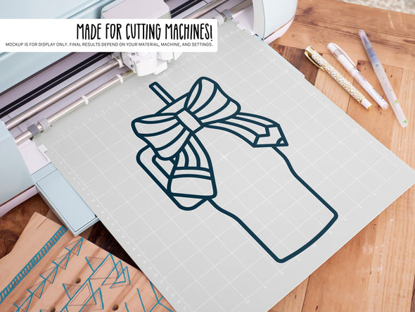 Tumbler with Pencil Bow Vertical SVG | Cute Teacher Craft Design