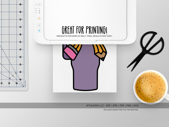 Tumbler with Pencil Bow Vertical SVG | Cute Teacher Craft Design
