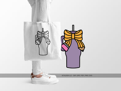 Tumbler with Pencil Bow Vertical SVG | Cute Teacher Craft Design