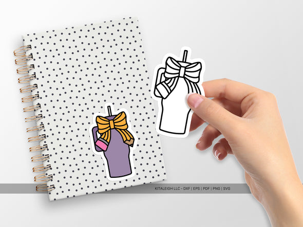 Tumbler with Pencil Bow Vertical SVG | Cute Teacher Craft Design