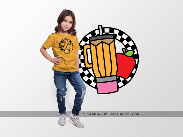 Retro Teacher Circle with Tumbler and Apple SVG | Cute Classroom & Teacher Design
