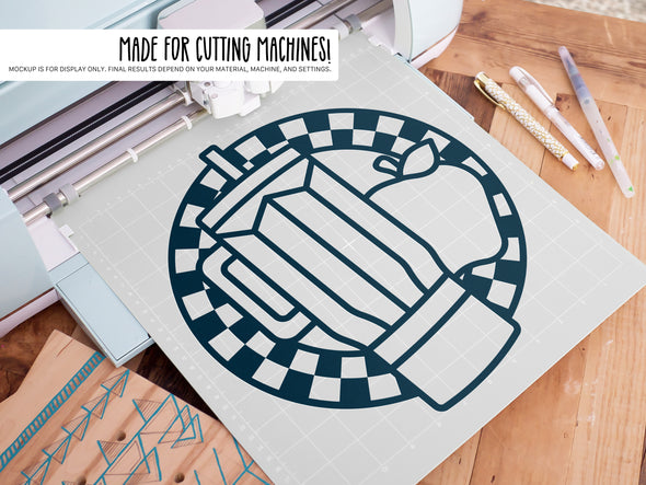 Retro Teacher Circle with Tumbler and Apple SVG | Cute Classroom & Teacher Design