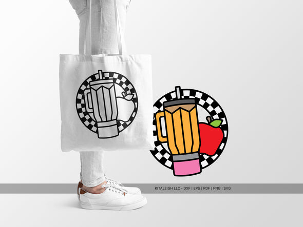 Retro Teacher Circle with Tumbler and Apple SVG | Cute Classroom & Teacher Design