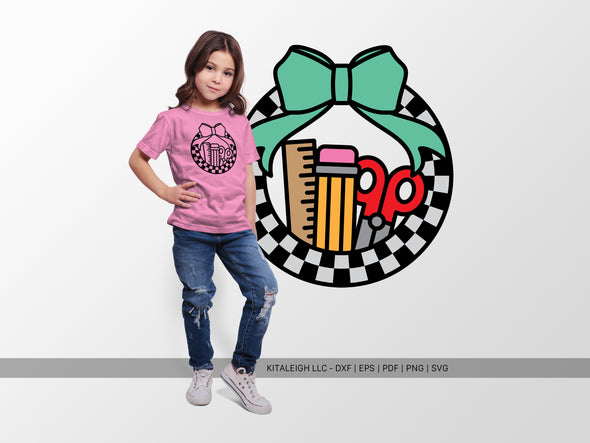 Retro Circle with School Supplies SVG | Cute Back-to-School & Teacher Design