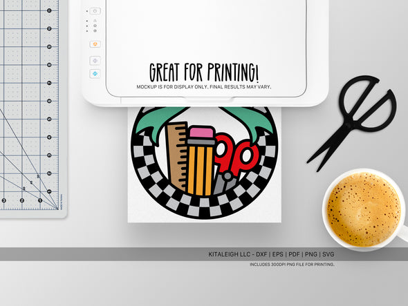Retro Circle with School Supplies SVG | Cute Back-to-School & Teacher Design
