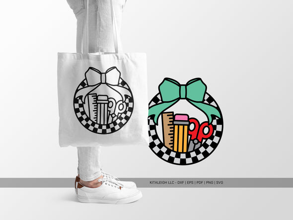 Retro Circle with School Supplies SVG | Cute Back-to-School & Teacher Design