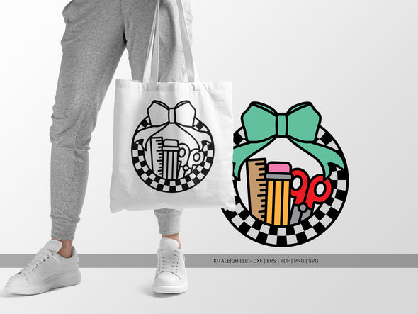 Retro Circle with School Supplies SVG | Cute Back-to-School & Teacher Design
