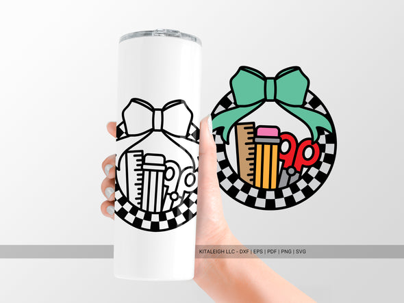 Retro Circle with School Supplies SVG | Cute Back-to-School & Teacher Design