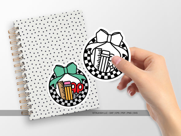 Retro Circle with School Supplies SVG | Cute Back-to-School & Teacher Design
