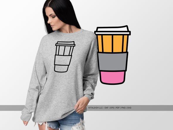 Pencil Coffee Cup with Pencil SVG | Cute Teacher & Classroom Design