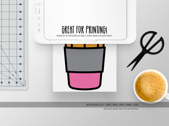 Pencil Coffee Cup with Pencil SVG | Cute Teacher & Classroom Design