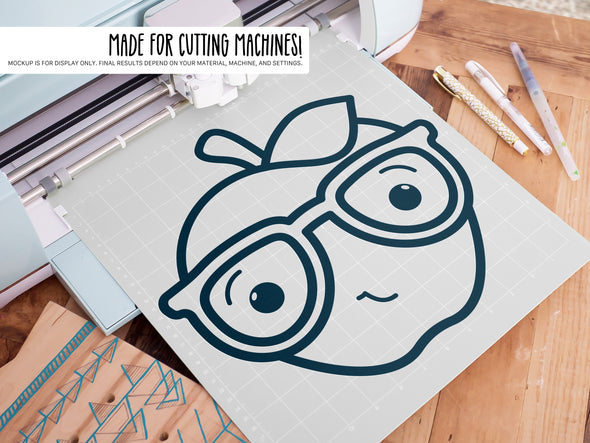 Cute Apple with Glasses | Back-to-School Teacher SVG