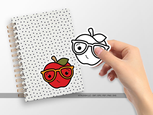 Cute Apple with Glasses | Back-to-School Teacher SVG