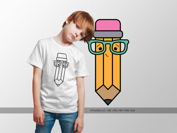 Cute Pencil Wearing Glasses SVG | Back-to-School Teacher & Student Design