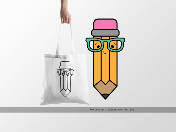 Cute Pencil Wearing Glasses SVG | Back-to-School Teacher & Student Design