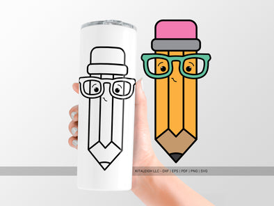 Cute Pencil Wearing Glasses SVG | Back-to-School Teacher & Student Design