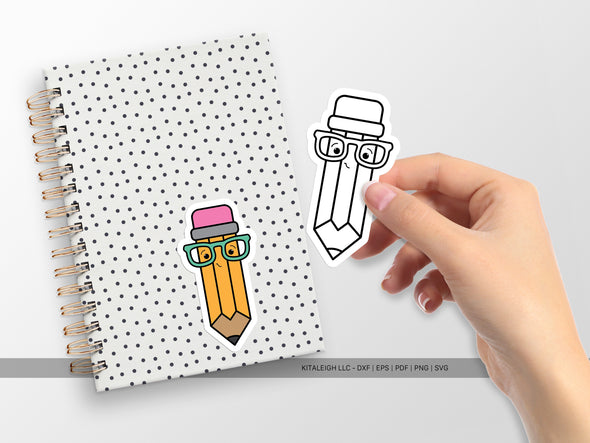 Cute Pencil Wearing Glasses SVG | Back-to-School Teacher & Student Design